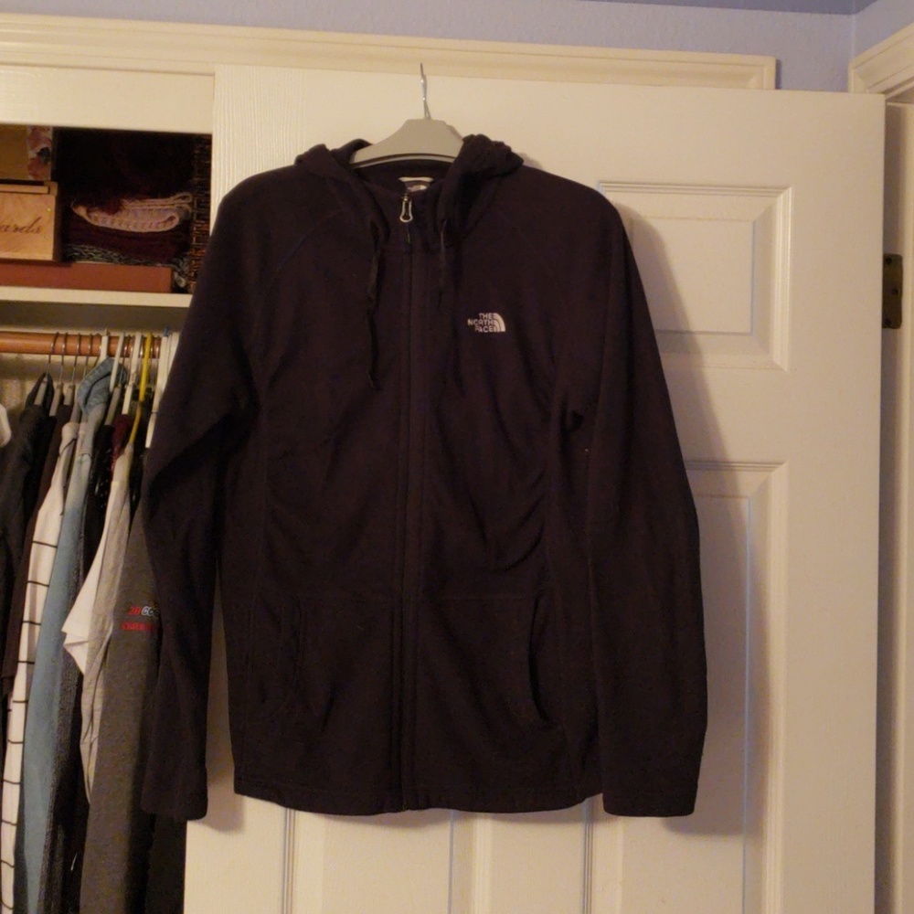 Womem's Black Fuzzy North Face Zip Up